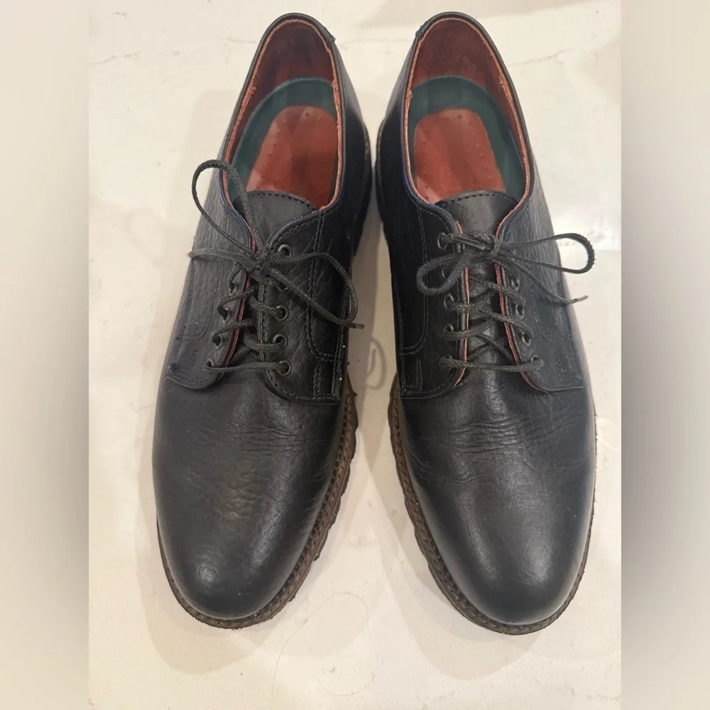 H.S.TRASK BLACK BISON LEATHER OXFORDS SHOES 10M - Picture 5 of 8